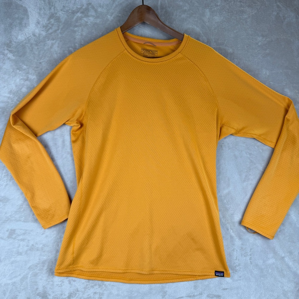 Patagonia Capilene Midweight Baselayer Top Mens Large Mustard Yellow Long Sleeve